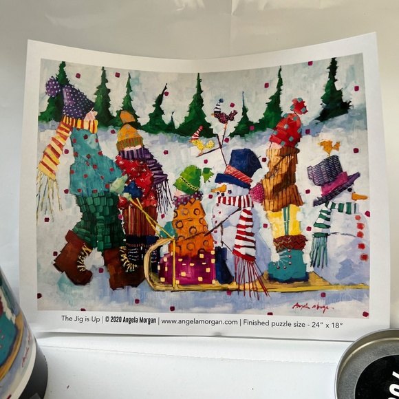 Stand Out Puzzle 750 Piece The Jig is Up 2020 Christmas Sled Ride Family 24 x 18 - Picture 4 of 13